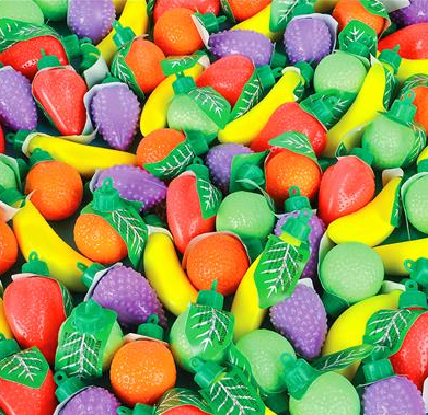 CANDY FILLED PLASTIC FRUIT SHAPES