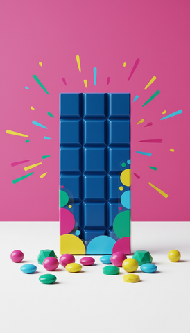 Electric blue chocolate bar