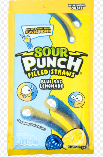 Sour Punch Filled Straws - Blue Raz/Lemonade