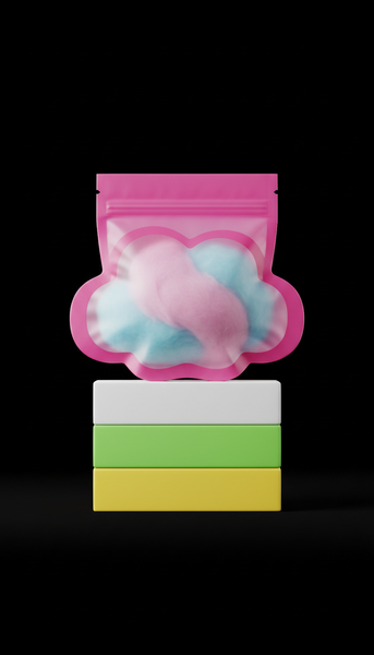 Cotton candy cloud resealable pouch