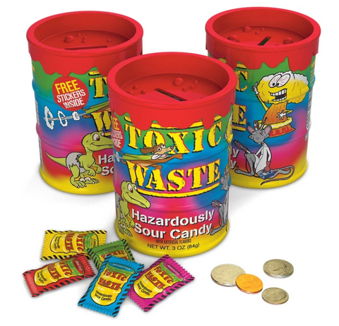 Toxic Waste Hazardously Sour Candy Tie Dye Bank With Candy